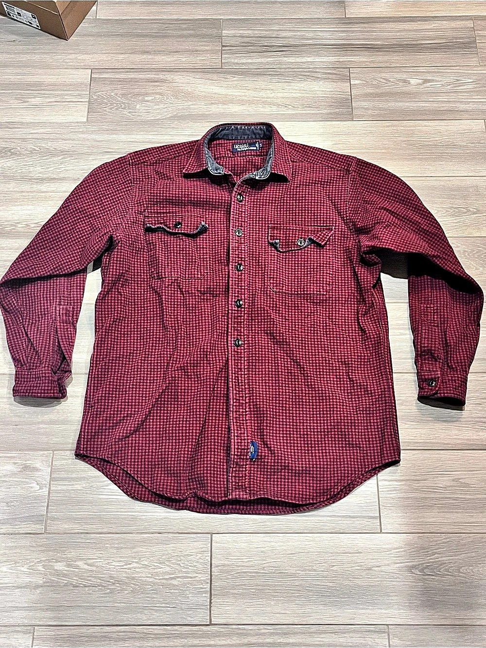 VTG Polo by Ralph Lauren Men's Houndstooth Button Down Red & Black Large Canada
